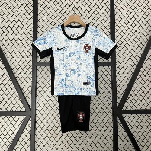 2024 Portugal Euro Cup Away Soccer Kids Kit Jersey+Shorts