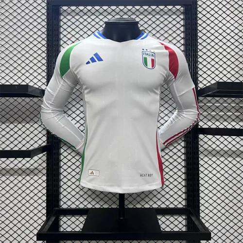 2024 Italy Euro Cup Away Jersey Player Version Long Sleeve