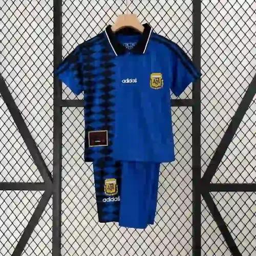 1994 Argentina World Cup Soccer Away Retro Kids Kit Jersey+Shorts