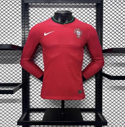 2024 Portugal Euro Cup Home Soccer Jersey Long Sleeve Player Edition