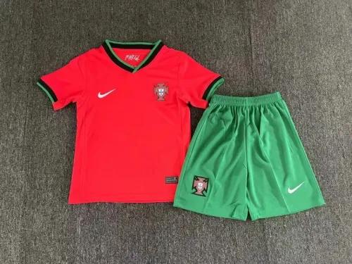 2024 Portugal Euro Cup Home Kids Kit Jersey+Short