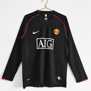 07-08 Manchester United Away Retro Jersey Long Sleeve