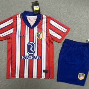 24-25 Atletico Madrid Home Soccer Kids Kit Jersey+Shorts