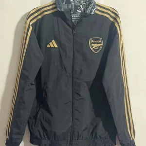 2023-2024 Arsenal Reversible Windbreaker Black-gray Soccer Jersey 1:1 Thai Quality